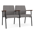 Mystic Reception Waiting 2-Seat Steel Tandem Seating / Black Steel / Light Gray