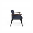 Mystic Reception Waiting Room 3-Seat Tandem Seating / Black Steel / Blue
