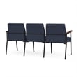 Mystic Reception Waiting Room 3-Seat Tandem Seating / Black Steel / Blue