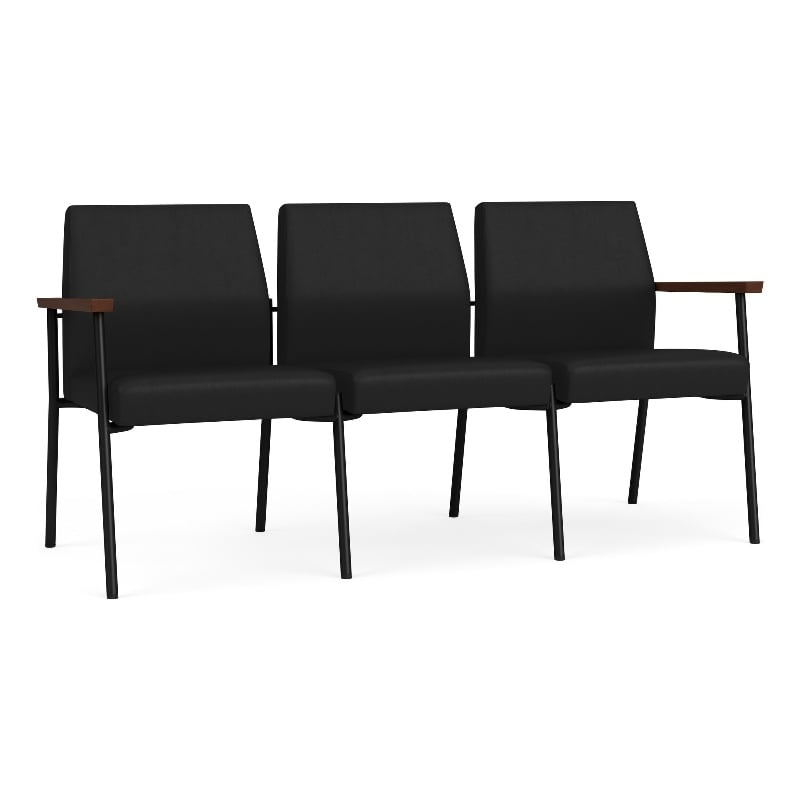 Mystic Reception Waiting Room 3-Seat Tandem Seating / Black Steel / Black