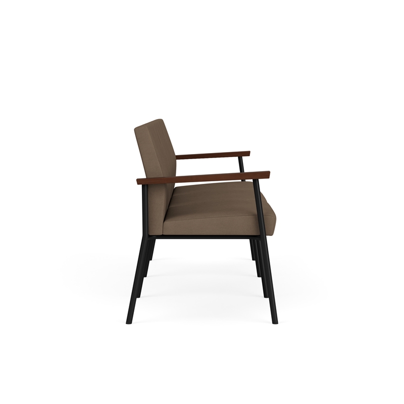 Mystic Reception Waiting Room 3-Seat Tandem Seating / Black Steel / Brown
