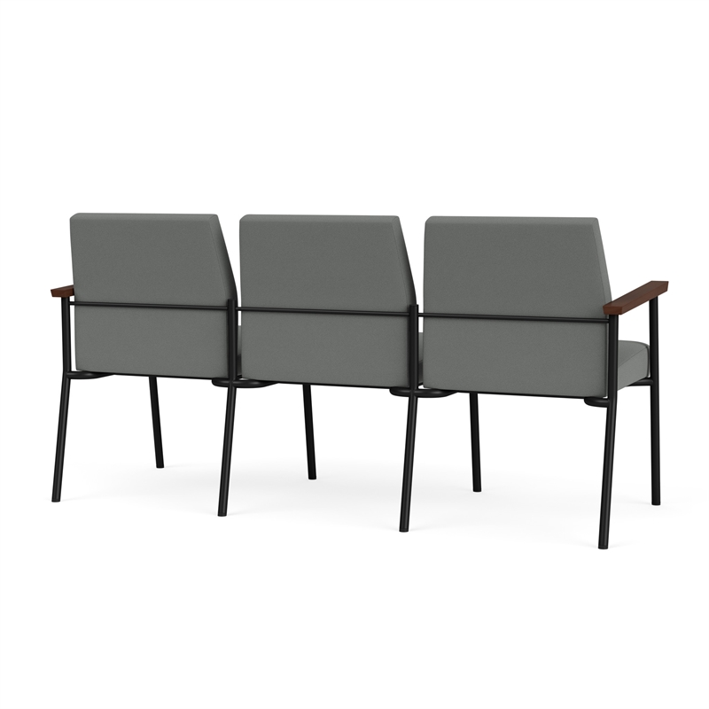 Mystic Reception Waiting 3-Seat Tandem Seating / Black Steel / Light Gray