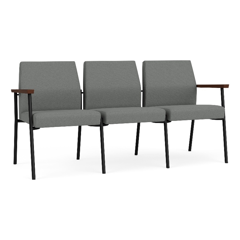Mystic Reception Waiting 3-Seat Tandem Seating / Black Steel / Light Gray
