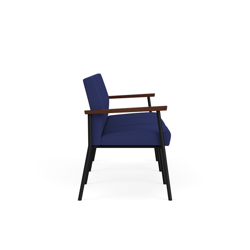 Mystic Reception Waiting Room 3-Seat Tandem Seating / Black Steel / Blue