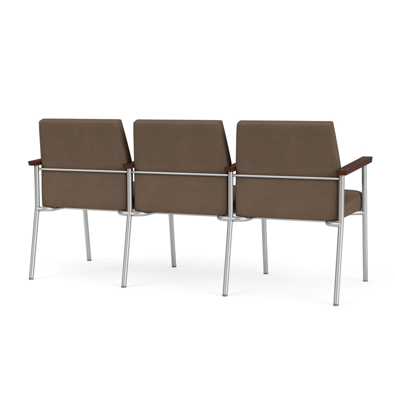 Mystic Reception Waiting Room 3-Seat Tandem Seating / Silver Steel / Brown