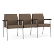 Mystic Reception Waiting Room 3-Seat Tandem Seating / Silver Steel / Brown