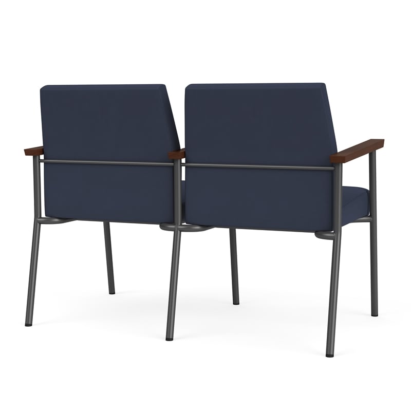 Mystic Reception Waiting Room Steel Tandem Seating / Charcoal Steel / Blue