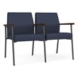 Mystic Reception Waiting Room Steel Tandem Seating / Charcoal Steel / Blue