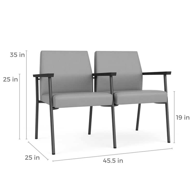 Mystic Reception Waiting Steel Tandem Seating / Charcoal Steel / Black