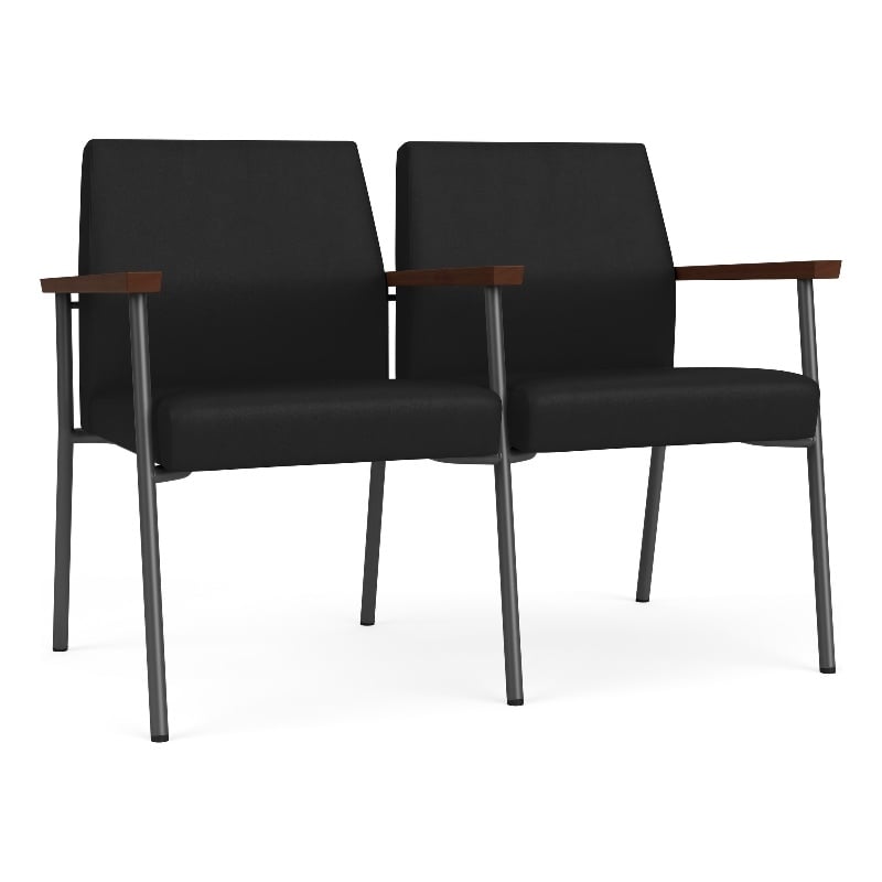Mystic Reception Waiting Steel Tandem Seating / Charcoal Steel / Black