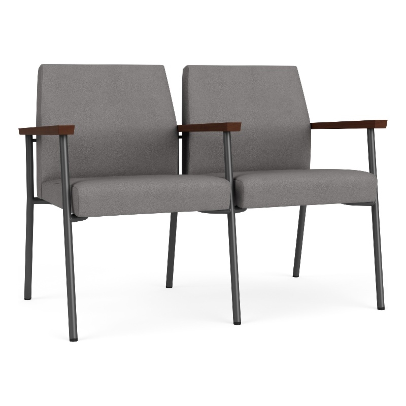 Mystic Reception Waiting Steel Tandem Seating / Charcoal Steel / Light Gray