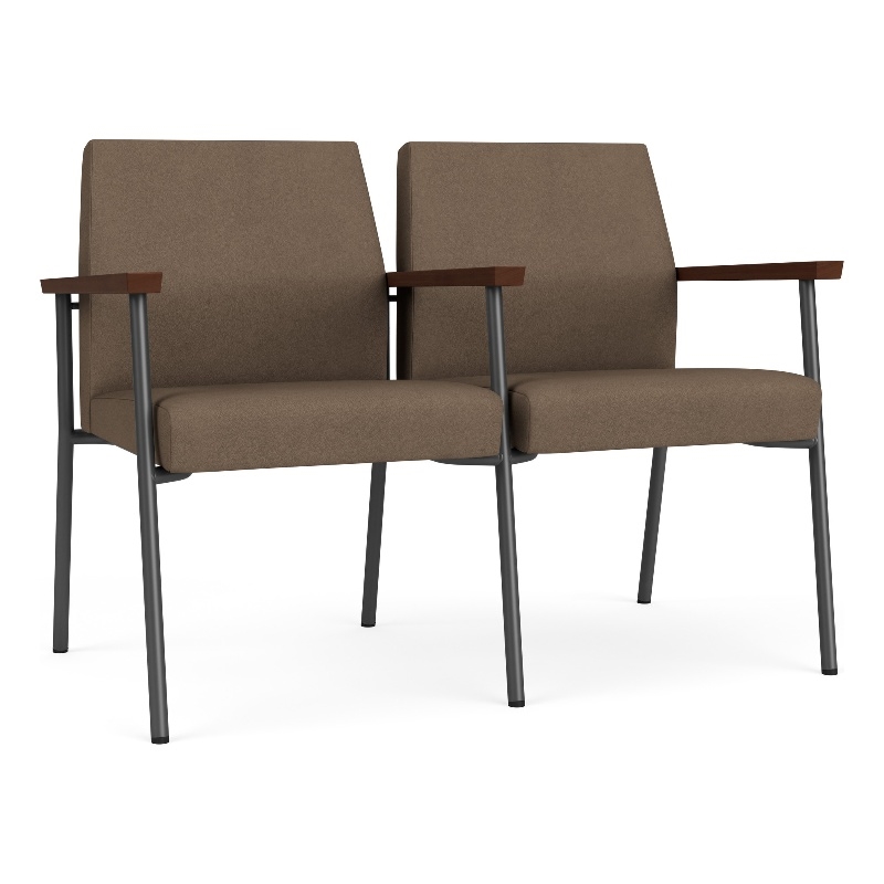 Mystic Reception Waiting Steel Tandem Seating / Charcoal Steel / Brown