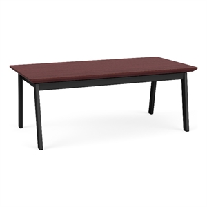 Newport Reception Waiting 20x40&quot Wood Coffee Table / Black Steel / Mahogany
