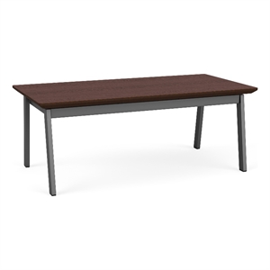 Newport Reception Waiting 20x40&quot Wood Coffee Table / Charcoal Steel / Walnut