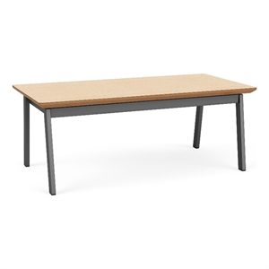 Newport Reception Waiting 20x40&quot Wood Coffee Table / Charcoal Steel / Natural