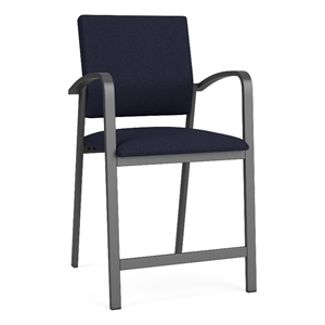 Newport Reception Waiting 24.5&quot Hip Chair / Charcoal Steel / Navy Blue