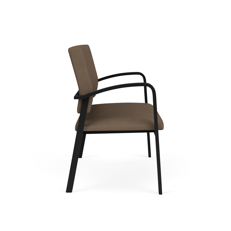 Newport Reception Waiting Room Healthcare 2-Seat Loveseat / Black Steel / Brown