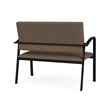 Newport Reception Waiting Room Healthcare 2-Seat Loveseat / Black Steel / Brown