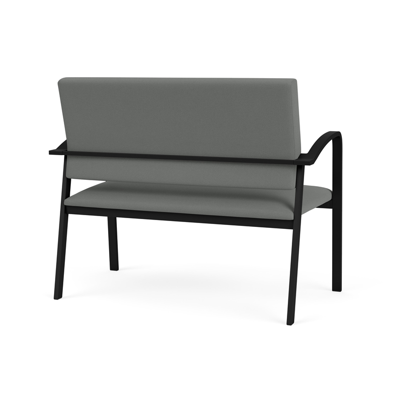 Newport Reception Waiting Room 2-Seat Loveseat / Black Steel / Light Gray