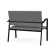 Newport Reception Waiting Room 2-Seat Loveseat / Black Steel / Light Gray