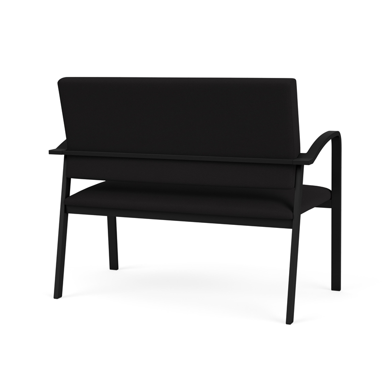 Newport Reception Waiting Room Healthcare 2-Seat Loveseat / Black Steel / Black