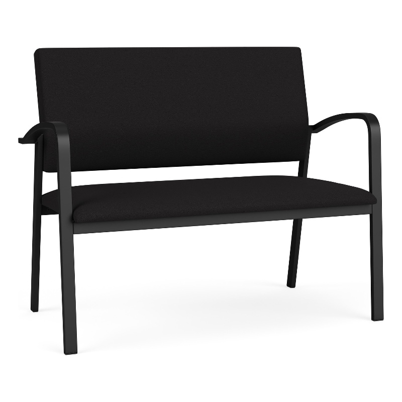 Newport Reception Waiting Room Healthcare 2-Seat Loveseat / Black Steel / Black