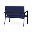 Newport Reception Waiting Room Healthcare 2-Seat Loveseat / Black Steel / Blue
