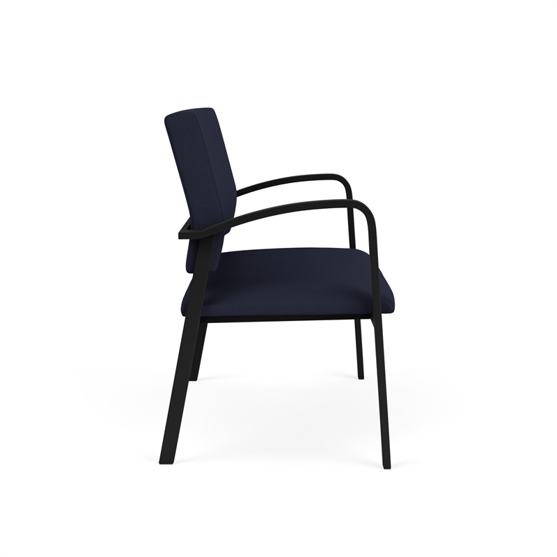 Newport Reception Waiting Room 2-Seat Loveseat / Black Steel / Navy Blue