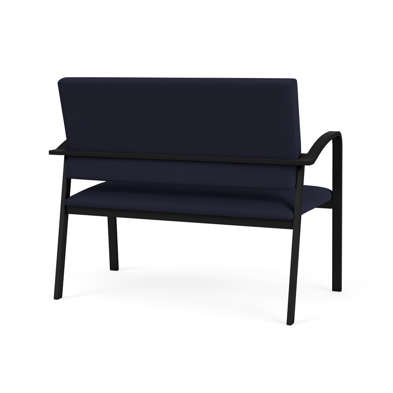 Newport Reception Waiting Room 2-Seat Loveseat / Black Steel / Navy Blue