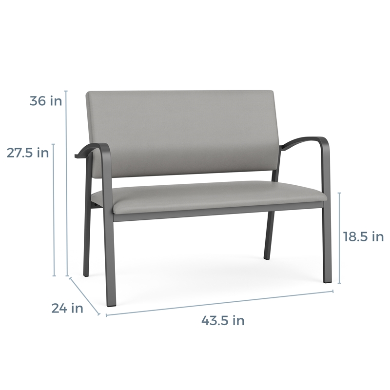 Newport Reception Waiting Room 2-Seat Loveseat / Black Steel / Navy Blue