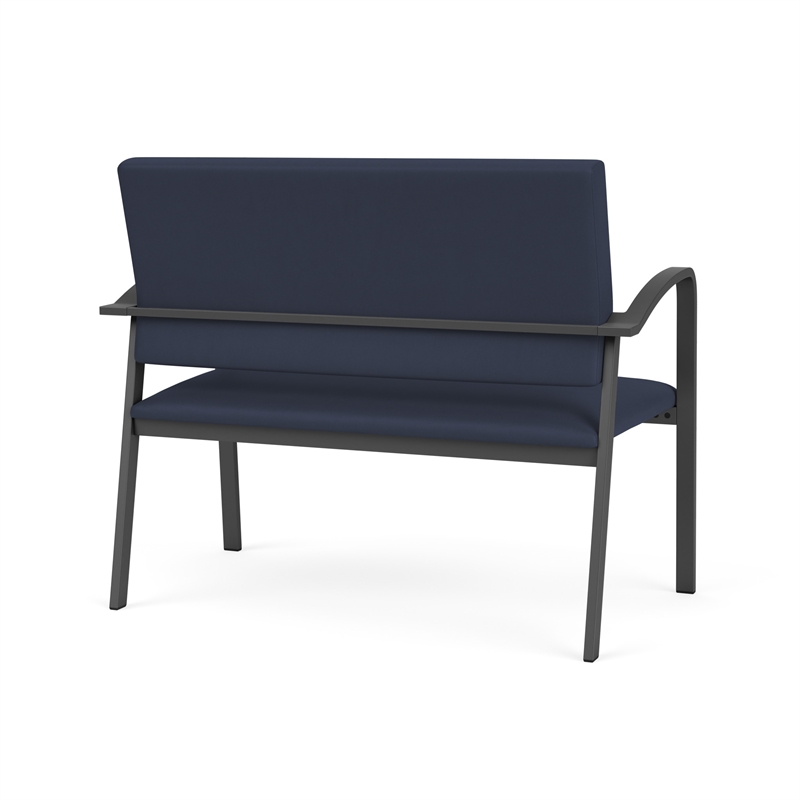Newport Reception Waiting Room 2-Seat Loveseat / Charcoal Steel / Blue