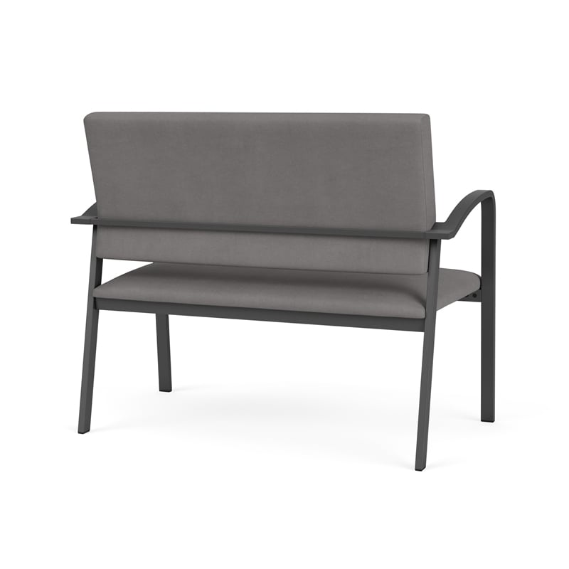 Newport Reception Waiting 2-Seat Loveseat / Charcoal Steel / Light Gray