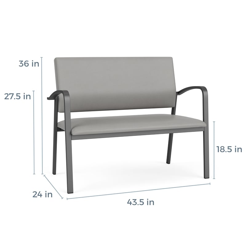 Newport Reception Waiting 2-Seat Loveseat / Charcoal Steel / Light Gray