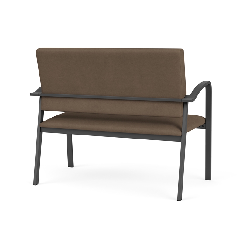 Newport Reception Waiting Room 2-Seat Loveseat / Charcoal Steel / Brown