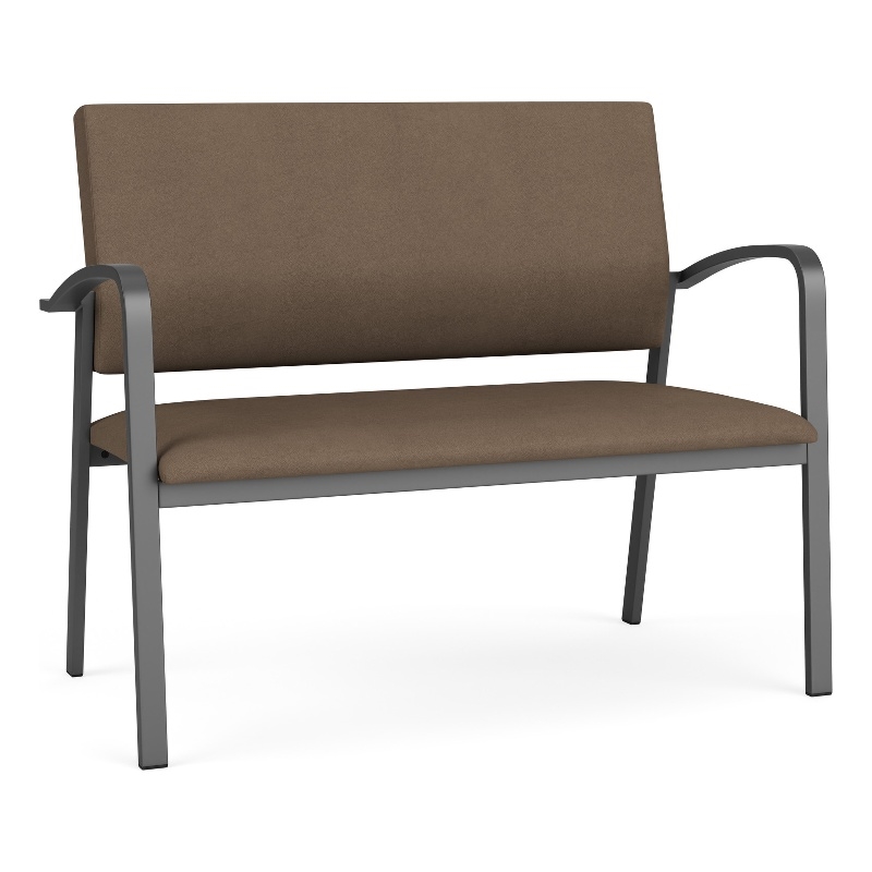 Newport Reception Waiting Room 2-Seat Loveseat / Charcoal Steel / Brown