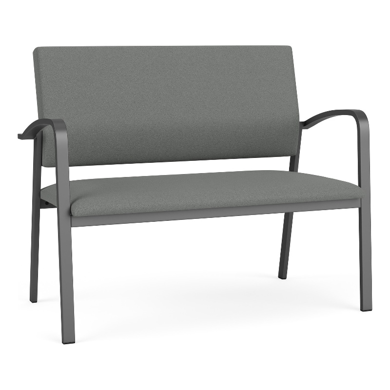 Newport Reception Waiting 2-Seat Loveseat / Charcoal Steel / Light Gray