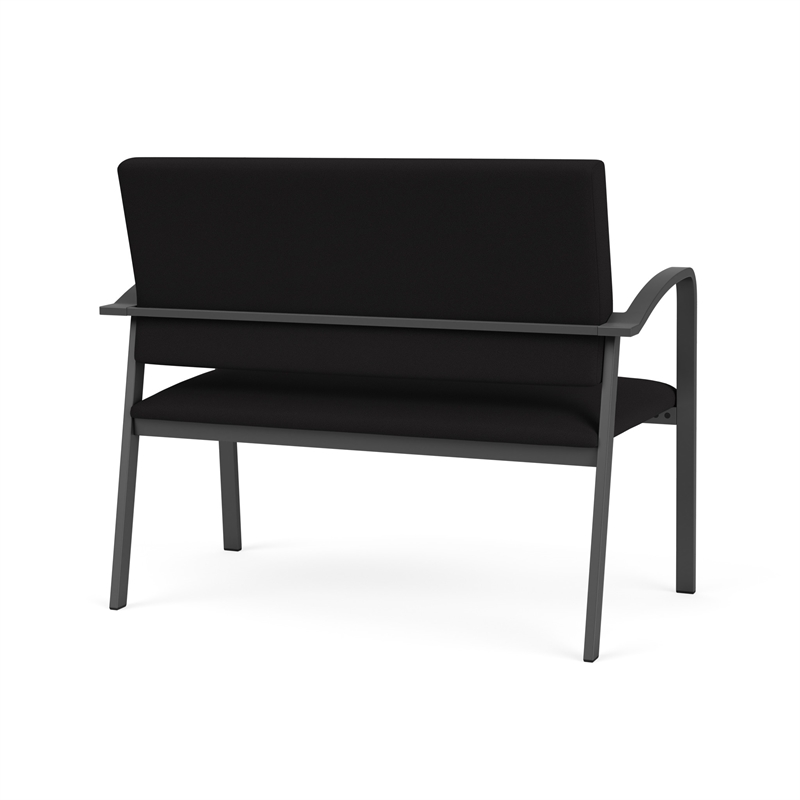 Newport Reception Waiting Room 2-Seat Loveseat / Charcoal Steel / Black