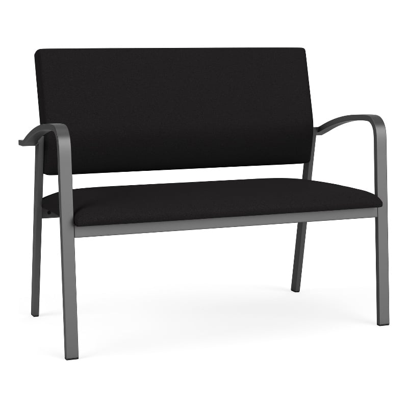 Newport Reception Waiting Room 2-Seat Loveseat / Charcoal Steel / Black