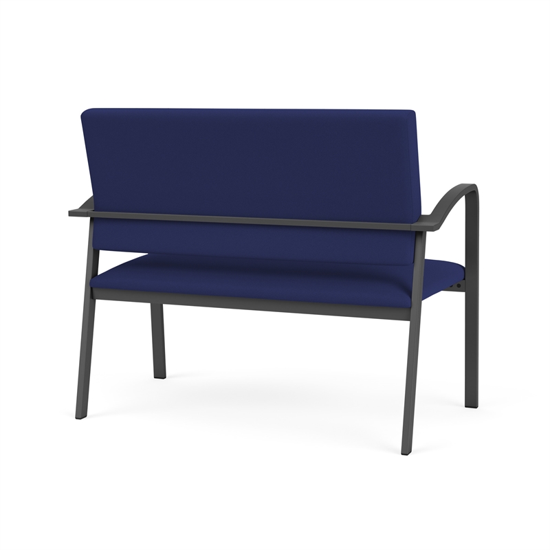 Newport Reception Waiting Room 2-Seat Loveseat / Charcoal Steel / Blue