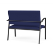 Newport Reception Waiting Room 2-Seat Loveseat / Charcoal Steel / Blue