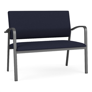Newport Reception Waiting 2-Seat Loveseat / Charcoal Steel / Navy Blue