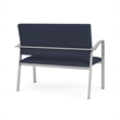 Newport Reception Waiting Room Healthcare 2-Seat Loveseat / Silver Steel / Blue