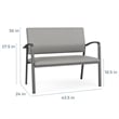 Newport Reception Waiting Room Healthcare 2-Seat Loveseat / Silver Steel / Blue