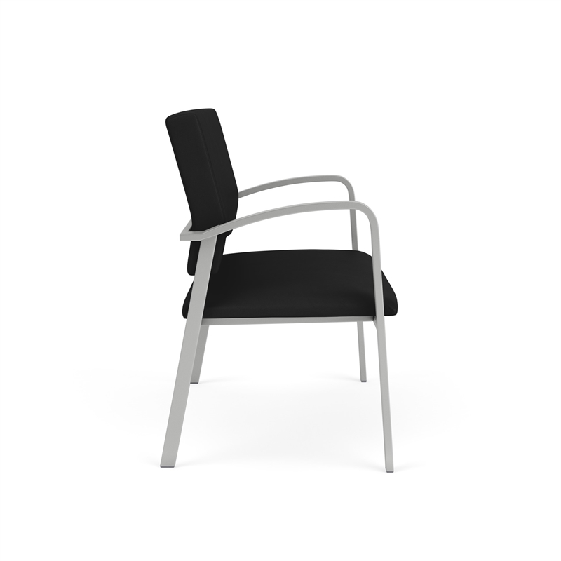 Newport Reception Waiting Room Healthcare 2-Seat Loveseat / Silver Steel / Black