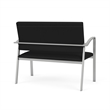 Newport Reception Waiting Room Healthcare 2-Seat Loveseat / Silver Steel / Black