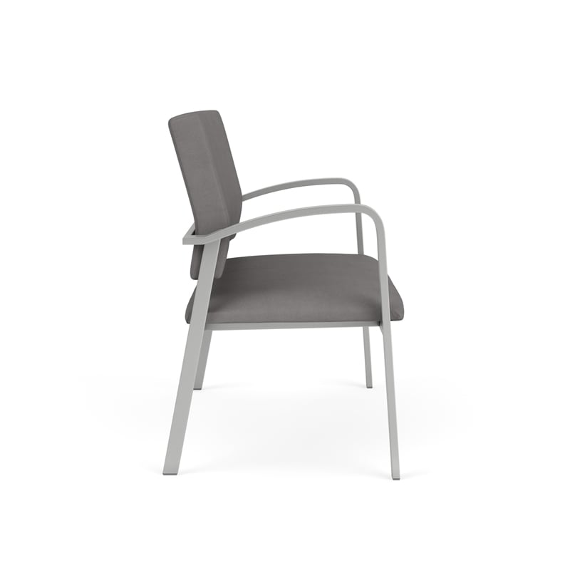Newport Reception Waiting Room 2-Seat Loveseat / Silver Steel / Light Gray