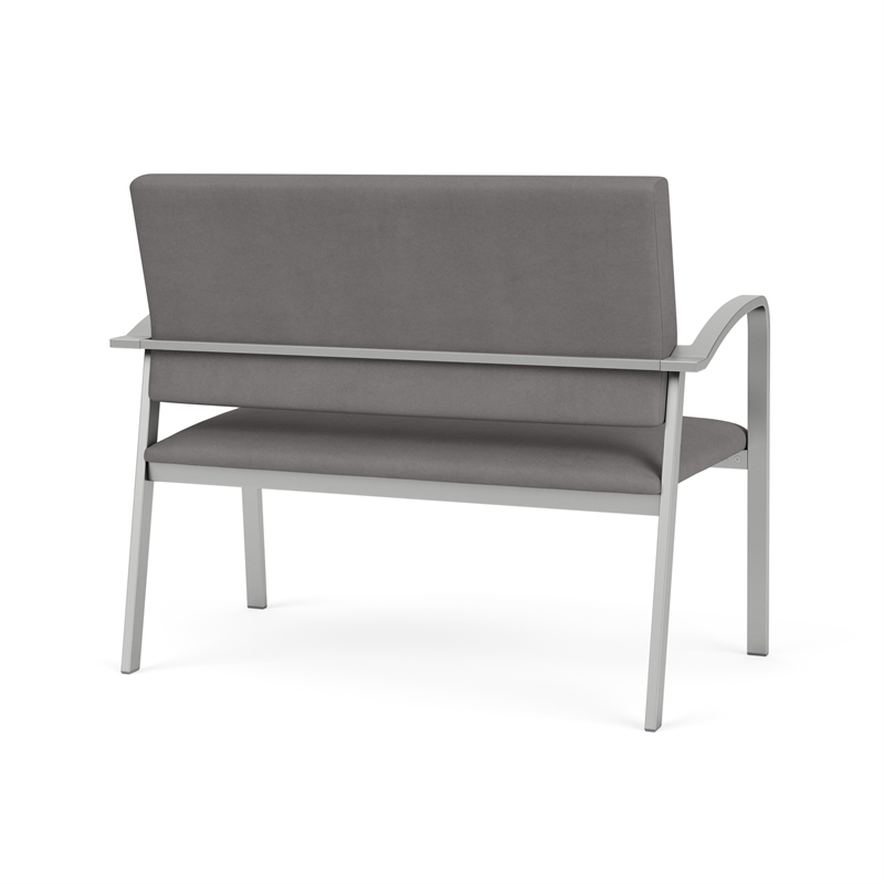 Newport Reception Waiting Room 2-Seat Loveseat / Silver Steel / Light Gray