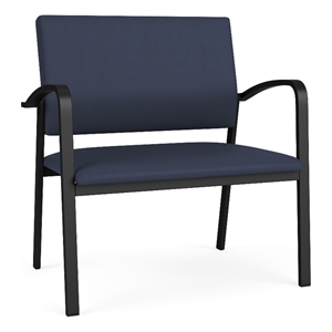Newport Reception Waiting Room 18.5&quot Bariatric Chair / Black Steel / Blue