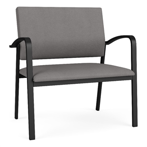 Newport Reception Waiting 18.5&quot Bariatric Chair / Black Steel / Light Gray