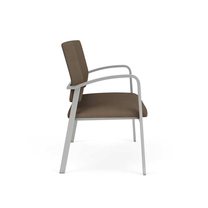 Newport Reception Waiting Room Healthcare 2-Seat Loveseat / Silver Steel / Brown